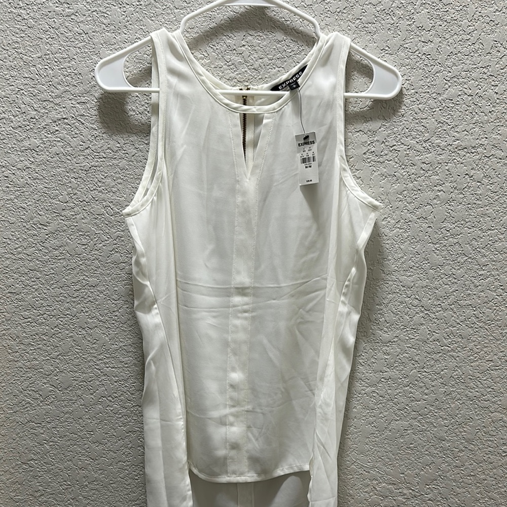 Express White Sleeveless Tank Top with Open Back